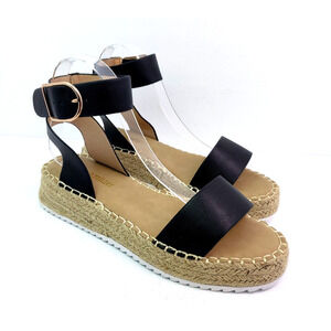 Olivia Miller Womens Size 10 Black Fashion Espadrille Platform Sandals OMH-5162
